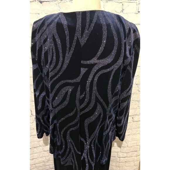 R&M Richards Plus Size Blue Velvet Sleeveless Dress with Glitter Jacket Size 20W - Picture 11 of 16